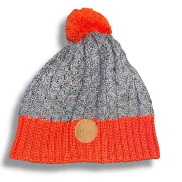 Reima Kids Hat Winter Beanie Pom 52/54 US S M Wool Fleece Lined POHJOLA Orange - Picture 1 of 11
